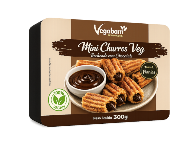 Detalhes do produto MINI CHURROS VEGANO RECHEADO COM CHOCOLATE - 300g